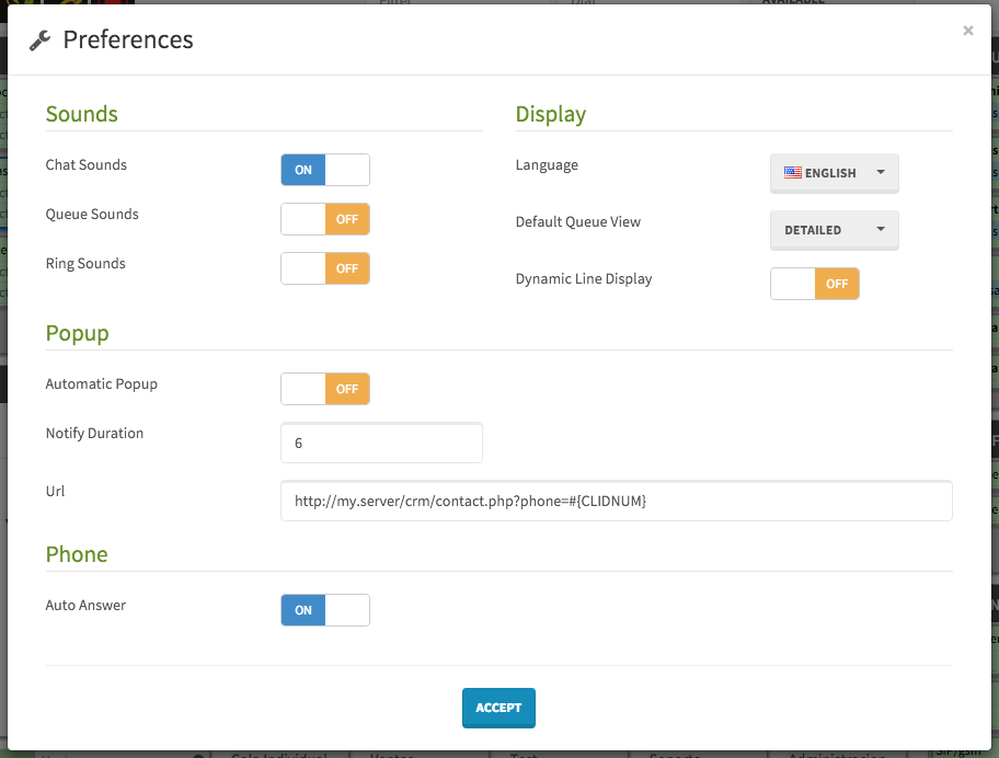 AhelioPBX User Guide-Preferences Display