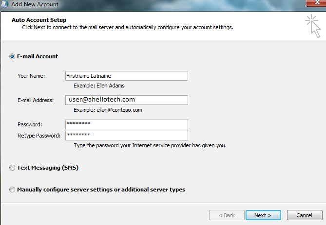 AhelioTech Hosted Exchange – Setup Outlook 2010-1