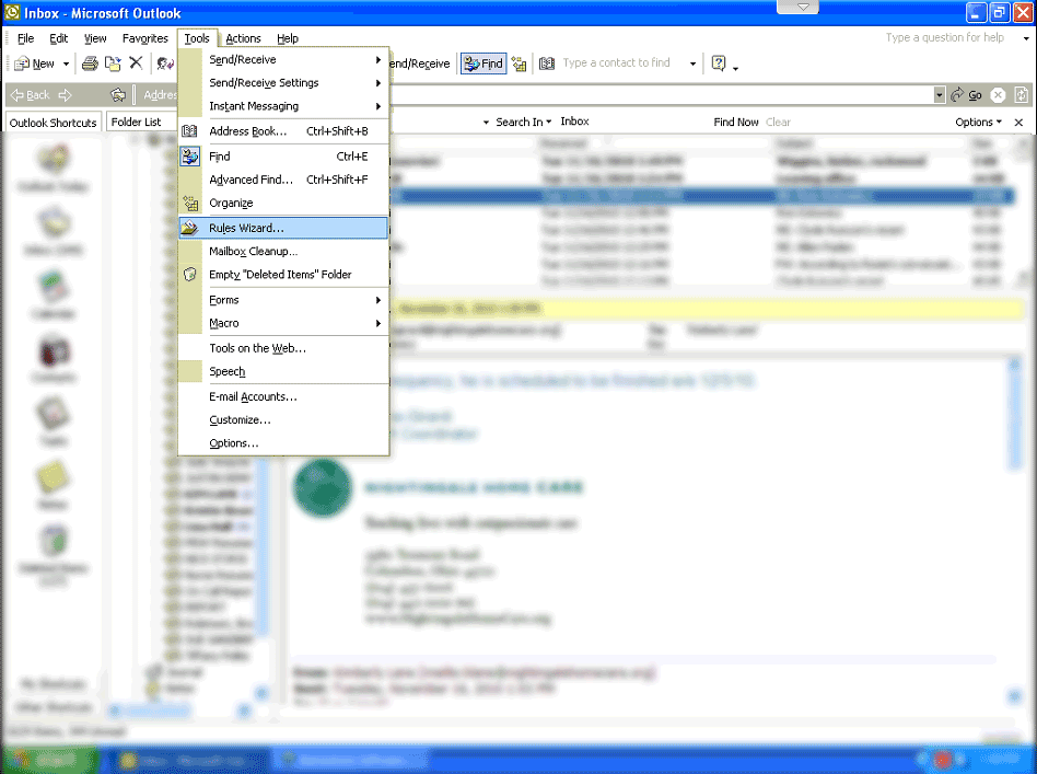 How to create a spam filter rule in Outlook 2002-1