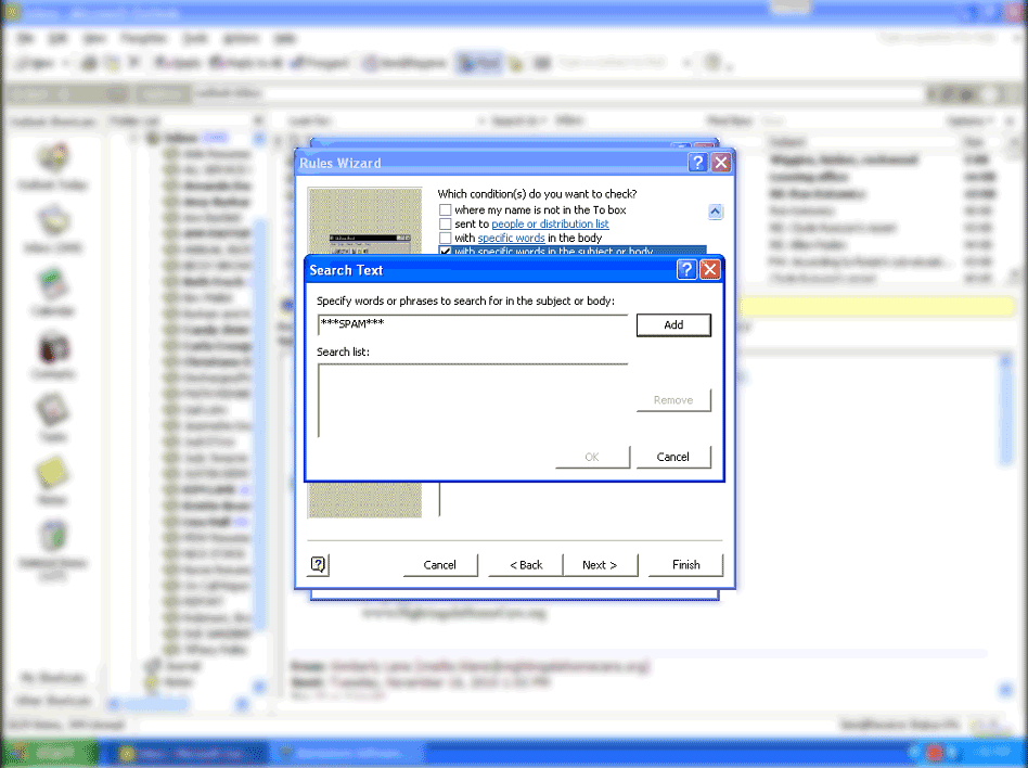 How to create a spam filter rule in Outlook 2002-5