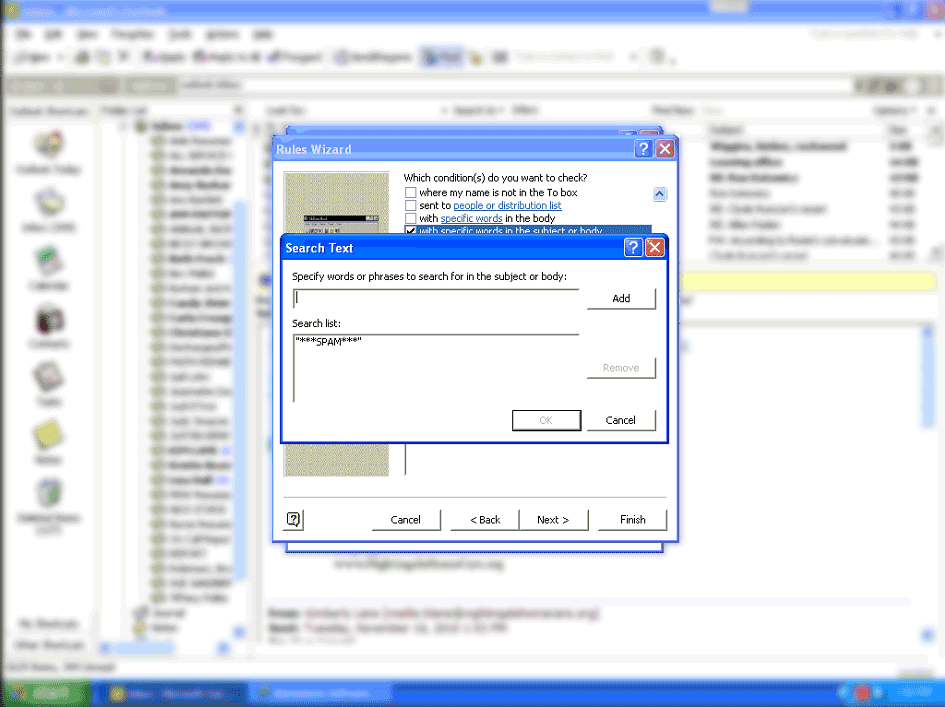 How to create a spam filter rule in Outlook 2002-6