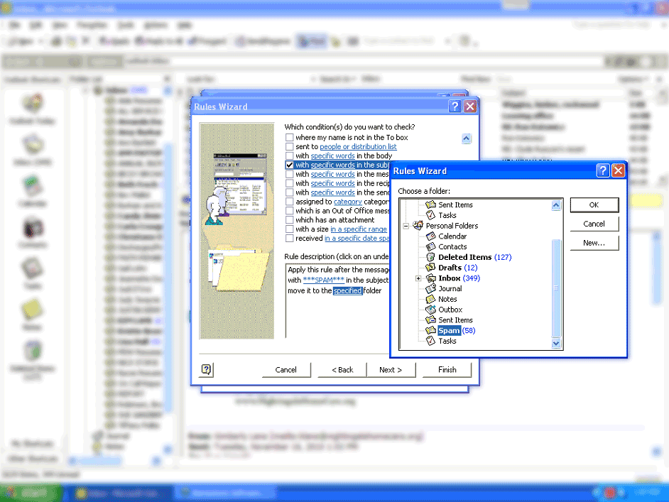 How to create a spam filter rule in Outlook 2002-7