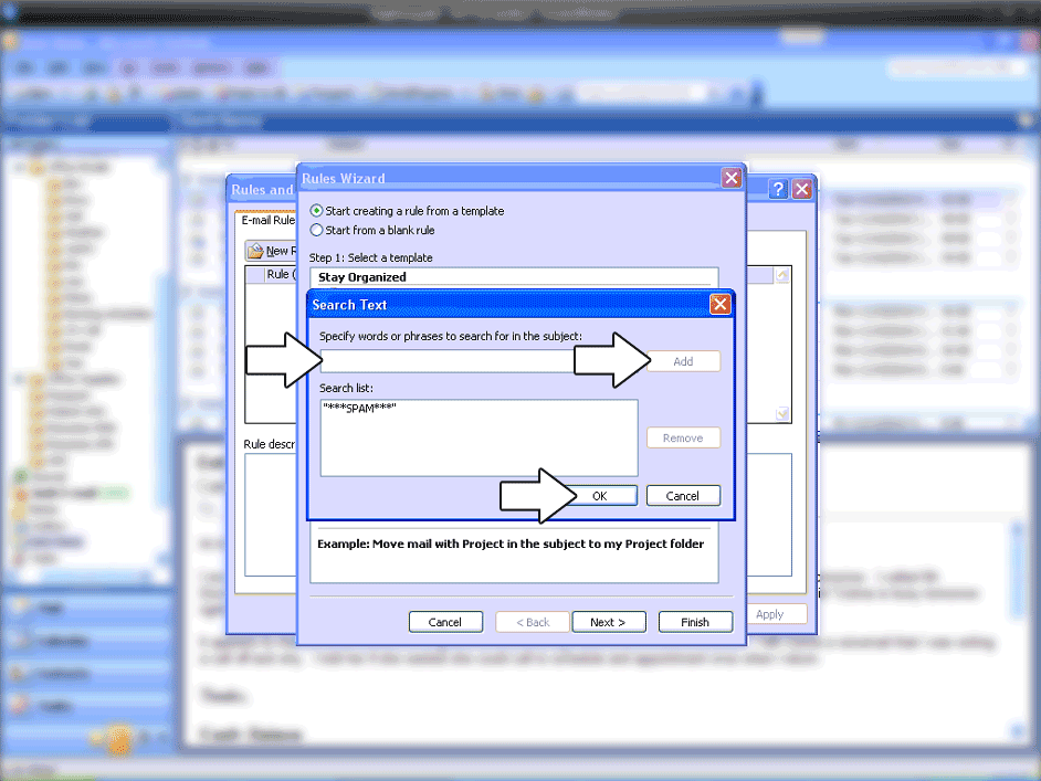 How to create a spam filter rule in Outlook 2003-4