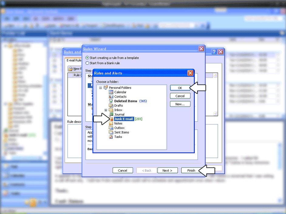 How to create a spam filter rule in Outlook 2003-5