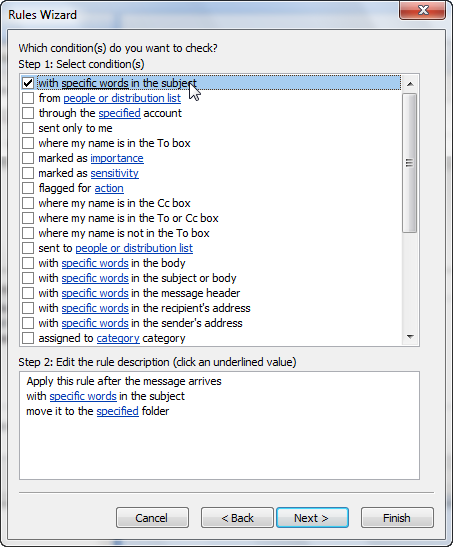 How to create a spam filter rule in Outlook 2007-5